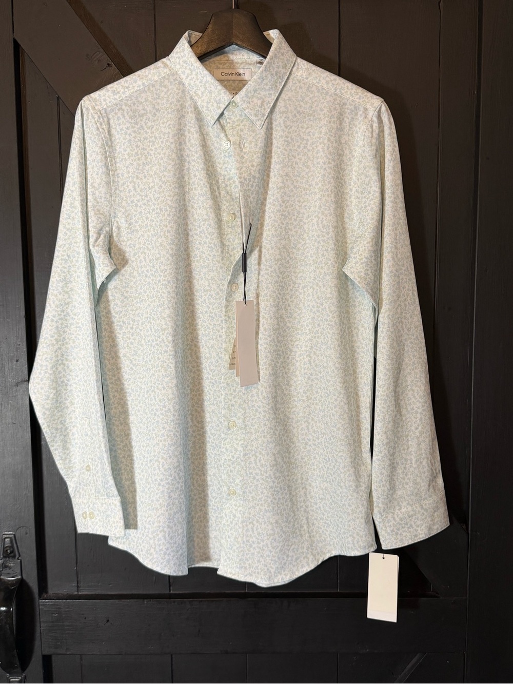 Calvin Klein Pale Blue Micro Floral Button-Down Shirt